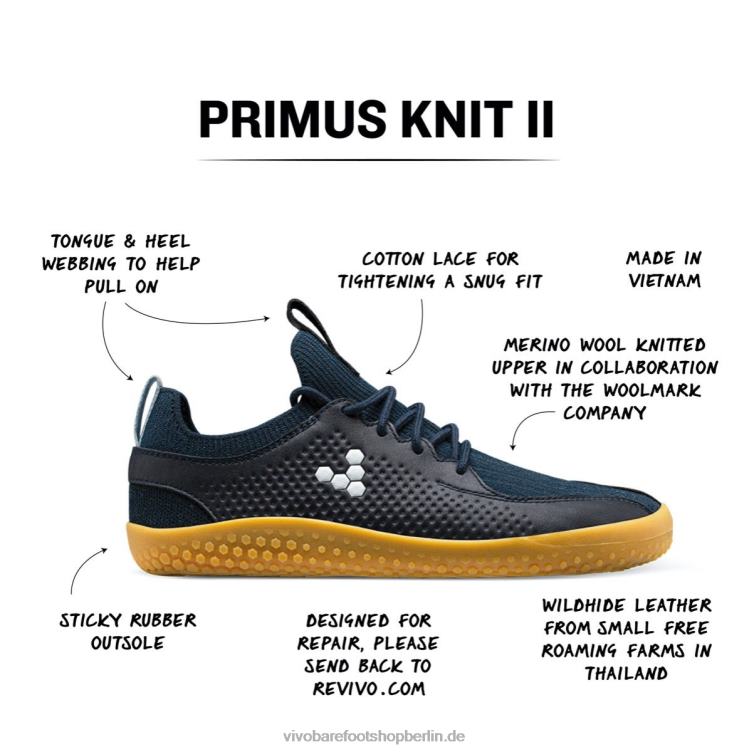 Primus Knit II Junioren 8R24T205 Vivobarefoot Mitternacht
